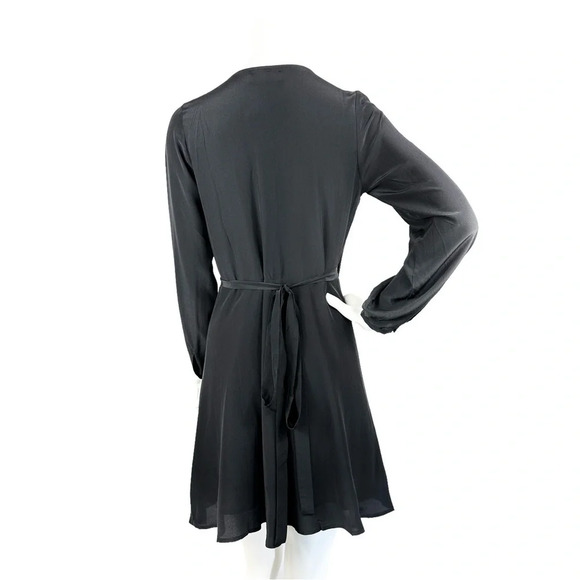 Yumi Kim Carla Silk Wrap Dress in Black Size Small - Picture 4 of 9